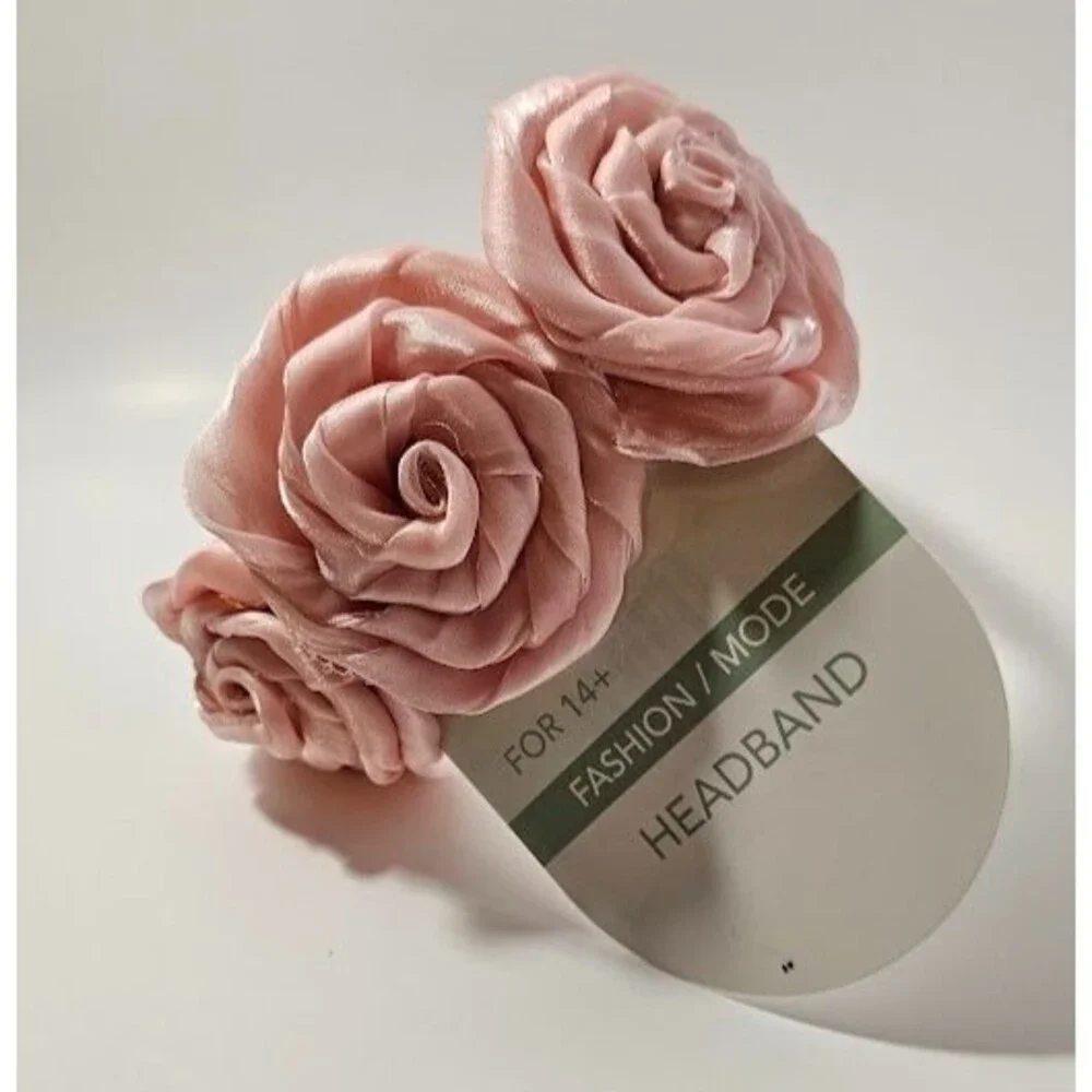 Rose Headband Silky Material Children or Adult sized Pink, Blue, Purple pastels